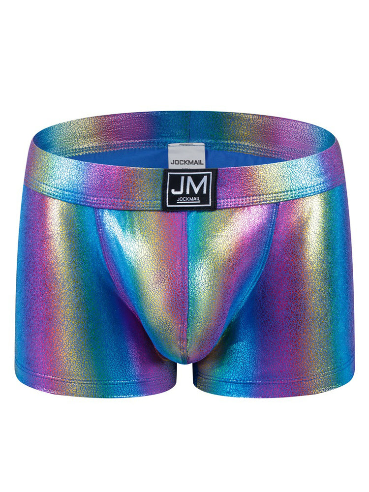 Jockmail Reflective Faux Leather Spandex Trunks - Triniful