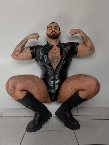 Black Patent Zipper Bodysuit