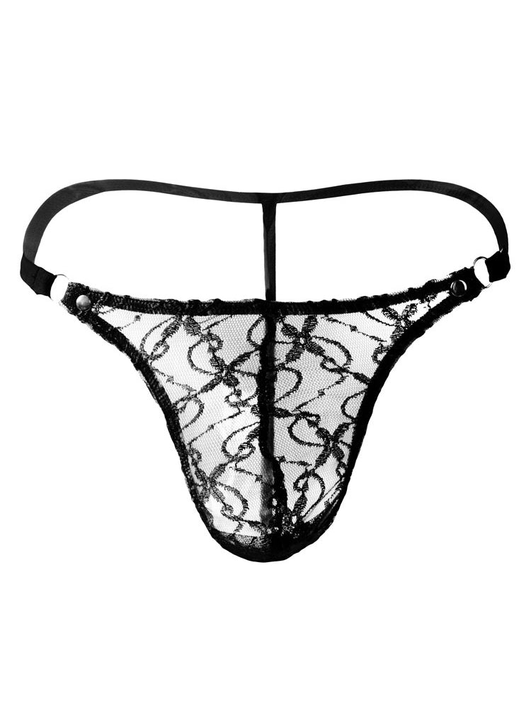 Men's Sexy Transparent Mesh Thong - Blue - Triniful