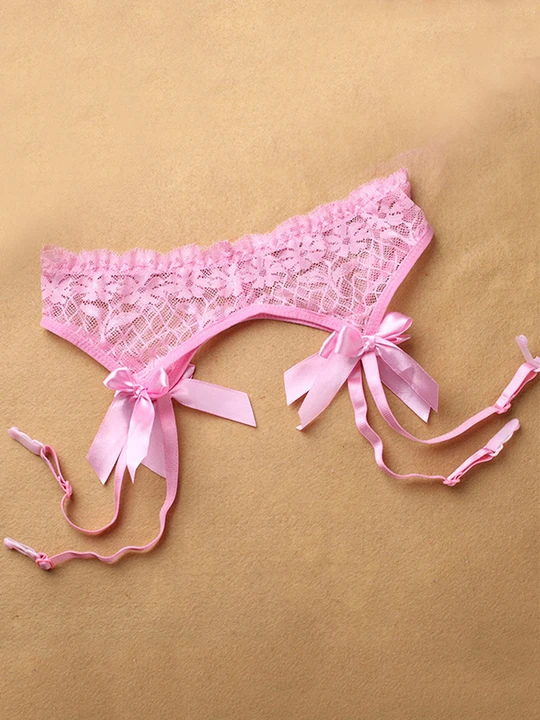 Cute Bow Lace Garter Belt Lingerie - Triniful