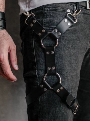 Leather Thigh Leg Garters Belt Harness Punk Body Cage