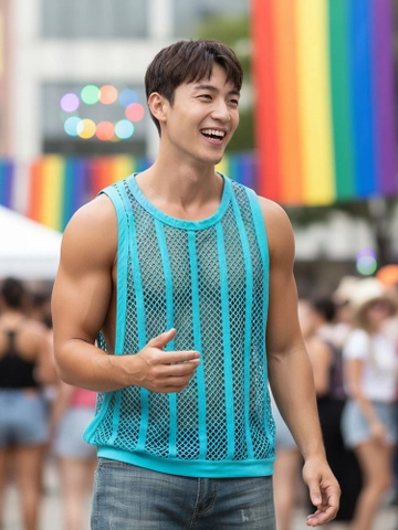 Men's Casual Hollow Out Sexy Tank Top - Blue