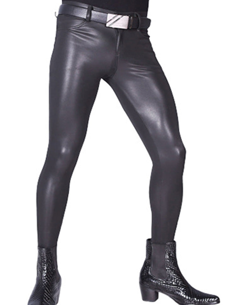 Men's Nightclub Tight Leather Pants - Triniful